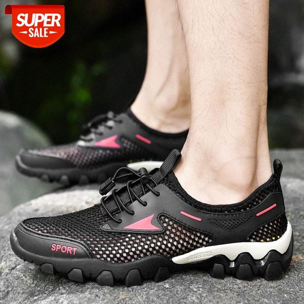

summer large size men's shoes outdoor lightweight breathable single mesh hiking sneakers low-thick-soled casual #im2d