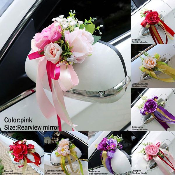 

wedding car decoration flower door handles rearview mirror decorate artificial jw decorative flowers & wreaths