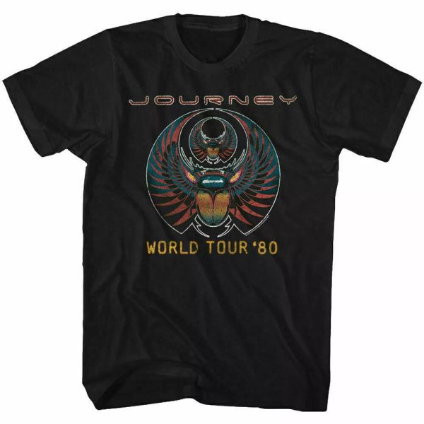 

journey world tour 80 t shirt mens licensed rock n roll music tee retro black, White;black