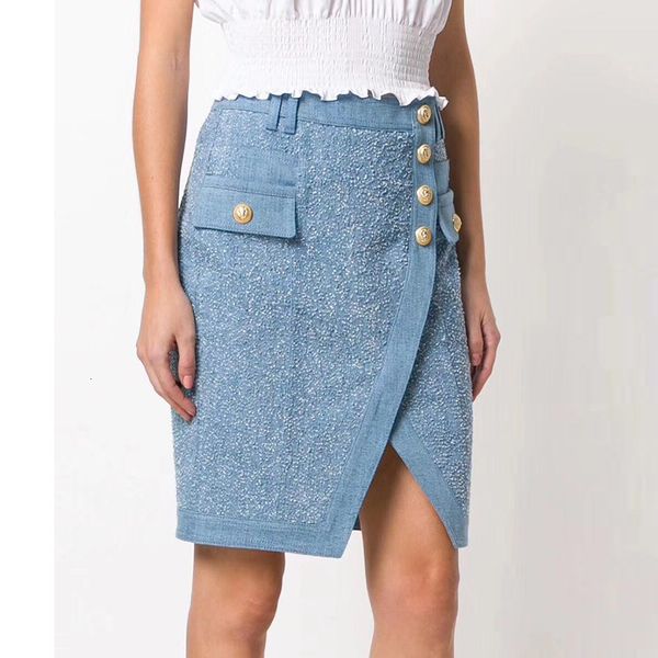 

skirts chic buttons pencil autumn elegant denim fashion or skirt d397, Black