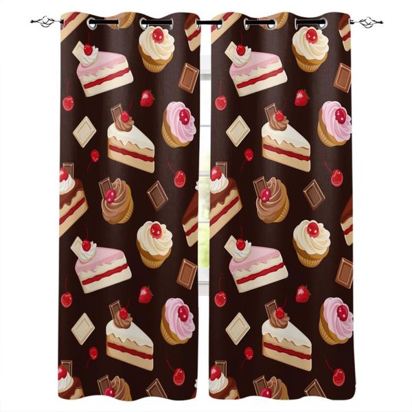 Bolo doce chocolate rosa blackout cortinas para sala de estar quarto alta sombreamento cortinas de cozinha cortina