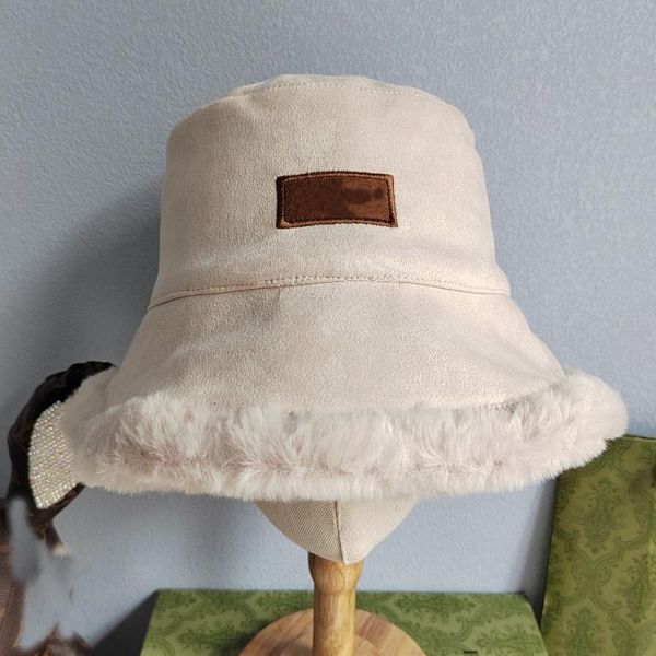 

wide brim hats 2021 bucket hat warm fur double-sided wild basin women luxury designer brand caps for winter autumn, Blue;gray