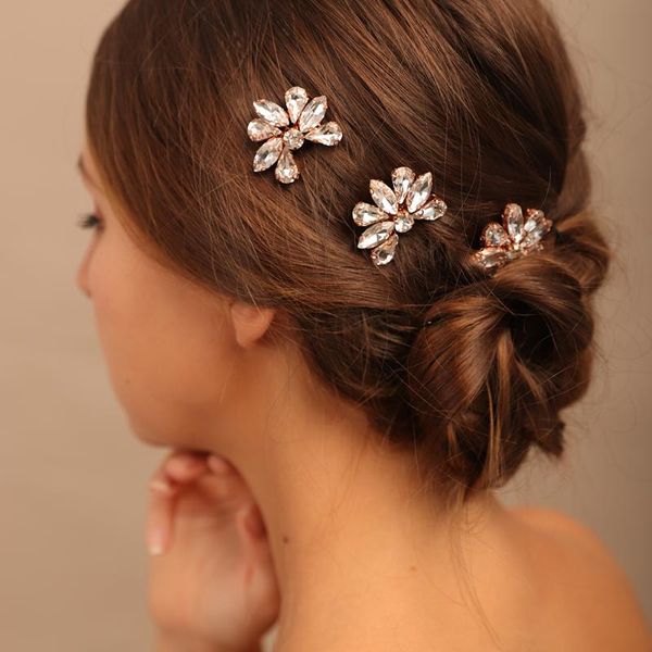 

headpieces rhinestone flower brides hair combs bridal headwear wedding accessories party prom jewelry simple fashion tiaras 3pcs, Silver