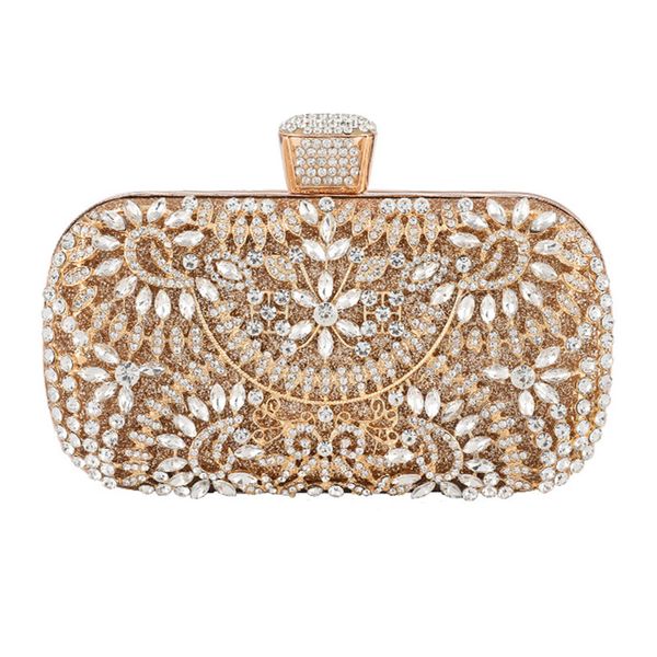 

diamond evening clutch bag for women wedding golden clutch purse chain shoulder bag small party handbag with metal handle