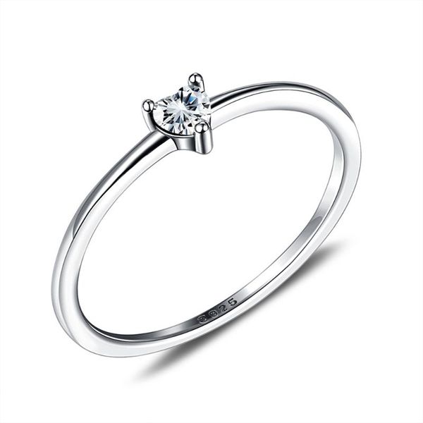 

cluster rings zemior sterling silver 925 women simple heart zircon ring for fine jewelry engagement wedding girl gifts, Golden;silver