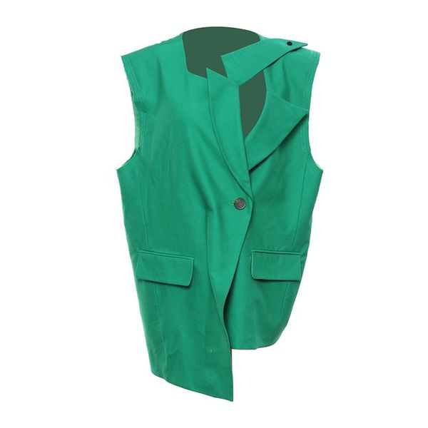 

women's vests superaen autumn 2021 overside irregular minority vest coat solid green casual women, Black;white