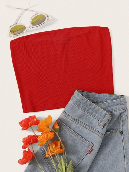 

ribbed cropped tube s1yr#, White