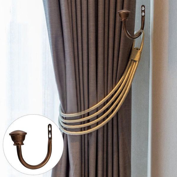 

2pcs home u-shape curtain drapery tiebacks door wall iron hooks & rails