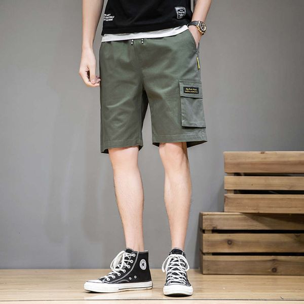 

summer men's pure cotton work clothes casual shorts youth fashion versatile loose capris pants, White;black