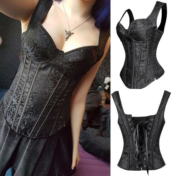 

bustiers & corsets 15 plastic boned plus size burlesque dress tummy slimming steampunk corset women gothic bustier overbust retro c, Black;white