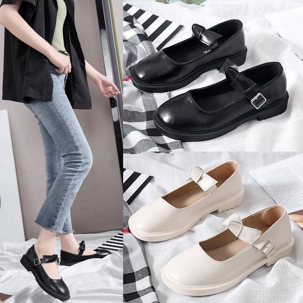 

dress shoes 2021 school student college girl sweet lolita jk uniform mary jane low heel women, Black
