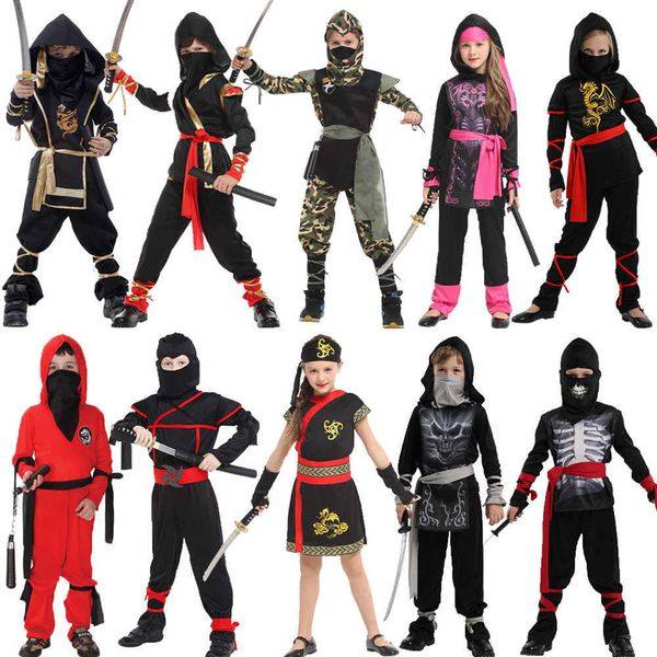 Umorden Halloween Trajes Boys Dragão Ninja Traje Girls Guerreiro Cosplay Carnaval Festa Fantasia Vestido para Crianças Crianças Q0910