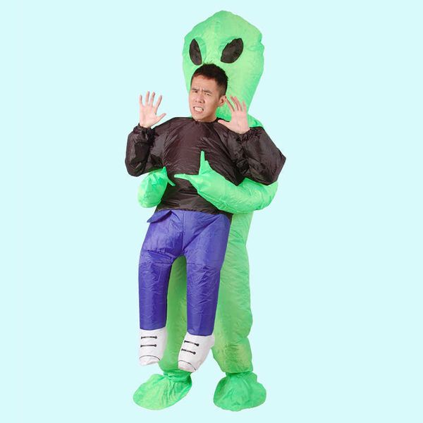 Costume Gonfiabile Green Alien Adult Kids Funny Blow Up Suit Party Fancy Dress Costume Unisex Costume di Halloween Q0910