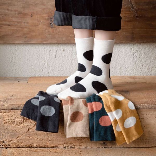

cotton foot square socks children's middle tube autumn and winter new wave point thickened towel cotton ins fashion women's, Black