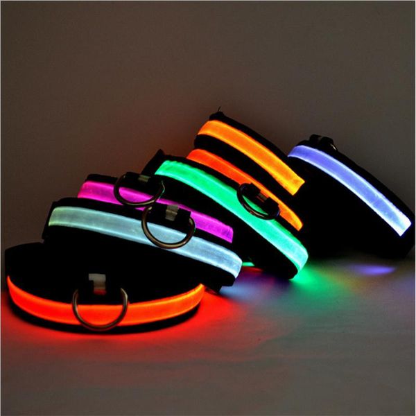 

dog collars & leashes luminous collar led light flashing nylon leash for puppy small medium large walking safe pet supplies