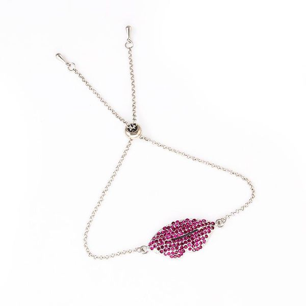 

charm bracelets fashion lips pendant bracelet trend full rhinestone for women chain accessories, Golden;silver