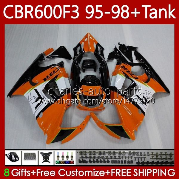 Bodywork + Tanque para Honda CBR600F3 Laranja Branco 600CC 600FS 95-98 Corpo 64No.155 CBR 600 600F3 CBR600 F3 FS CC 1995 1996 1998 CBR600FS CBR600-F3 95 98 98 Kit de Feira