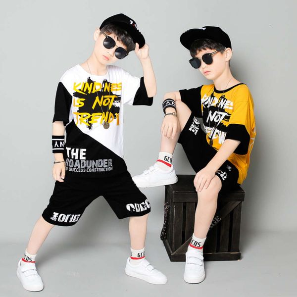 

children's clothing boys' summer suit zhongda children's fashion handsome short sleeve foreign style two piece set, White