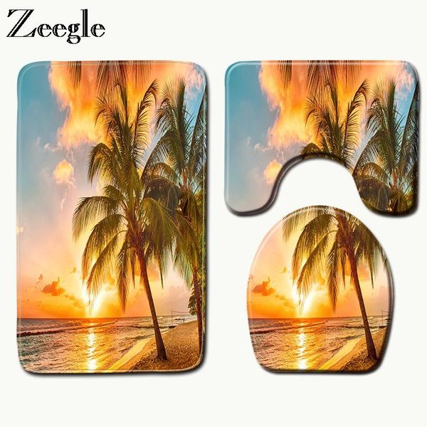 

bath mats 3pcs/set bathroom mat set home decor toilet shower rug memory foam seat cover anti-slip for foot