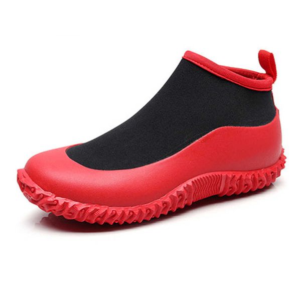 

neoprene rain gardening shoes low short ankle car wash footwear outdoor for wet weather big size rain shoes aqua shoes 211015, Black;red