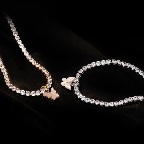 

chains shiny rhinestone beads acrylic butterfly pendant necklace women cloud chain fashion jewelry gifts for girl, Silver