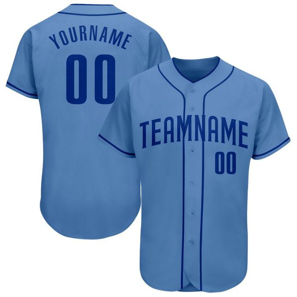 Jersey da baseball autentico autentico blu chiaro