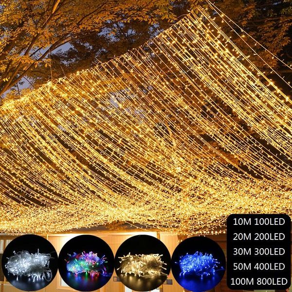 

strings christmas lights garland led light string festoon street 100m fairy outdoor wedding year 2022 decor navidad