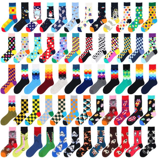 

socks mid tube socks trend stockings autumn winter cotton large men's and women's sports, Black
