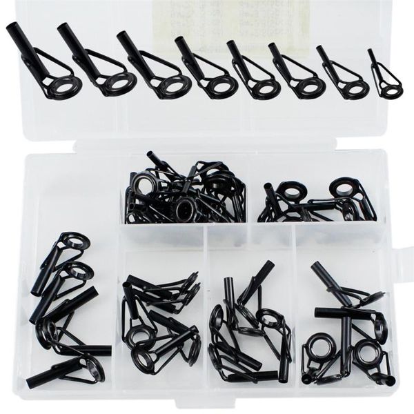 

boat fishing rods 40pcs/box rod guide tip repair kit set 1.8mm-3.2mm diy eye rings stainless steel frames ceramics ts line ring kits