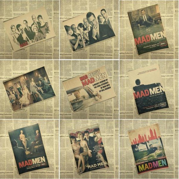 

wall stickers mad men vintage classic movie retro kraft paper poster bar cafe living room dining decorative paintings