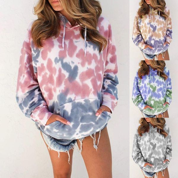 

fashion female oversize tie dyeing long sleeve hoodie pullover rainbow letter print women sweatshirt jumper ladies clothes felpe women', Black
