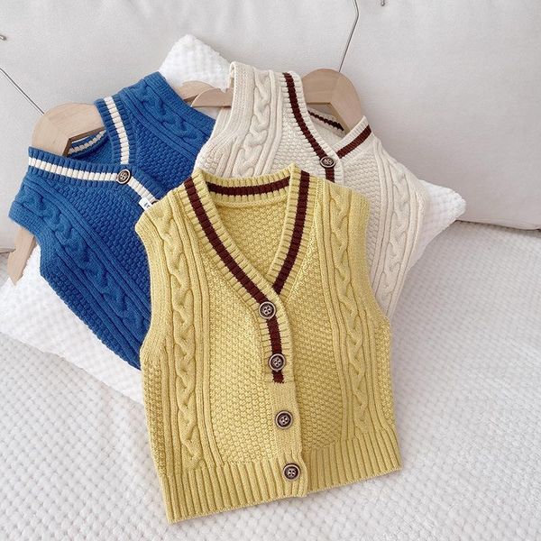

pullover kids cardigan sweaters vest treasure knitted korean boy girl wear toddler sweater baby winter clothes, Blue