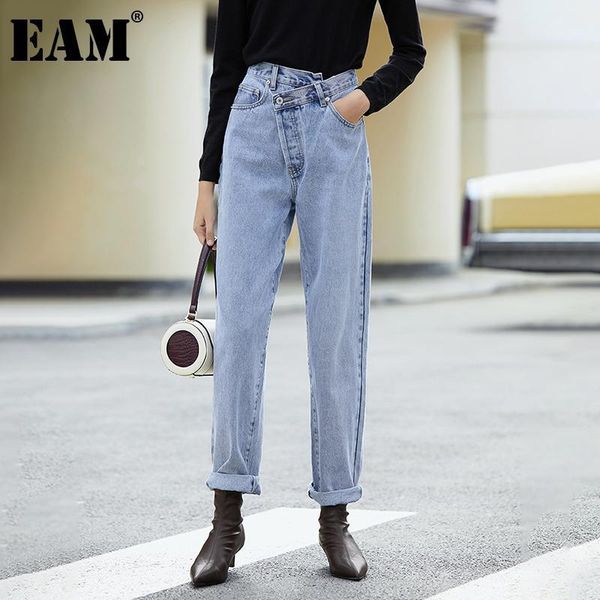 

women's jeans [] blue irregular long straight wide leg high waist loose women trousers fashion tide spring autumn 2022 1dd1885 women&#0