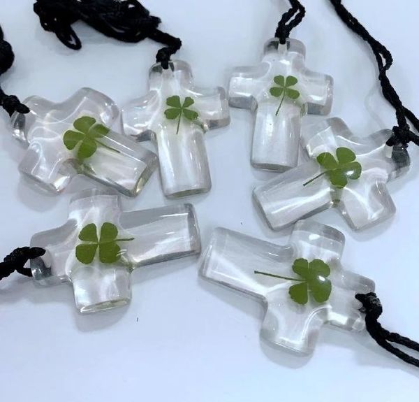 

12 pcs fashion real four leaf clover amulet cross design pendant, Silver