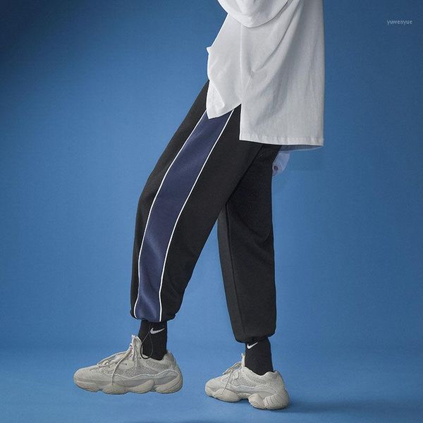 

men's pants 2021 fashion trend casual hip hop style mens harem printing joggers sweatpants homme 2 color trousers s-xl, Black