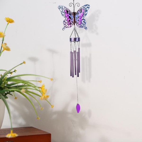 

solar lamps butterfly wind chime lamp wrought iron light multi-tube outdoor garden yard hanging bells decoration