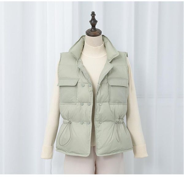 

women's vests solid vest jackets for women 2021 drawstring winter coat waistcoat black sleeveless turtleneck jacket female, Black;white