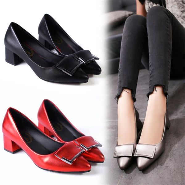

women high heels shoes pointed toe elegant ladies prom wedding work square pumps womens dress, Black