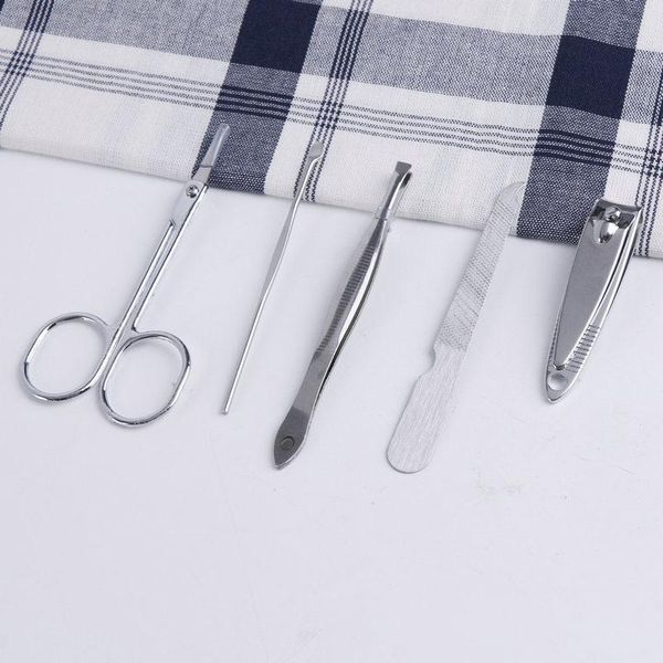 

nail art kits 5 pcs/set pedicure tools stainless steel earpick tweezer clipper file scissor kit care flip flop manicure case butt666