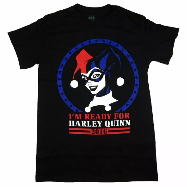 

DC comics Harley Quinn for President Men's T-shirt, White;black