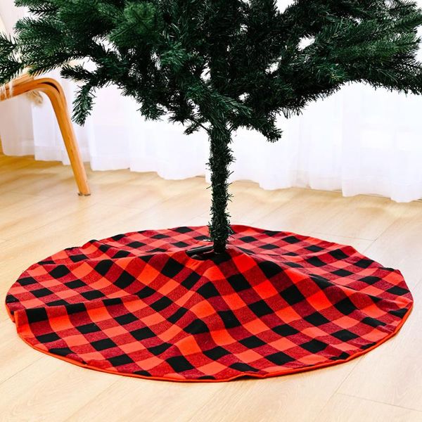 

christmas decorations tree skirt black red plaid 35 inch round dress carpet mat xmas trees base cover home ornaments