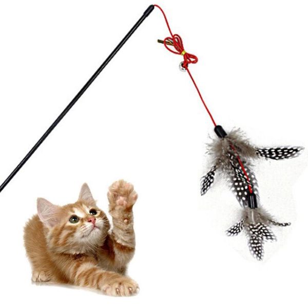 

cat toys 1pcs pet toy cute design bird feather teaser wand plastic for cats