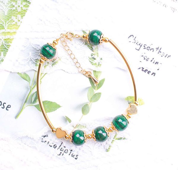 

malachite tiktok 270 natural vibrato design bracelet ins wind lady's valentine's jewelry, Golden;silver