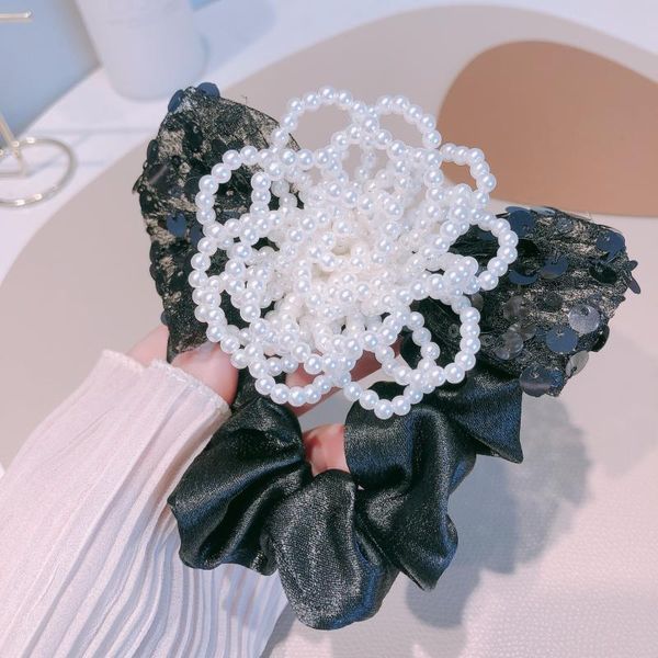 

hair accessories fashion girls fabric art cute sweet kids band headband rubber easy matching elastic bands, Slivery;white
