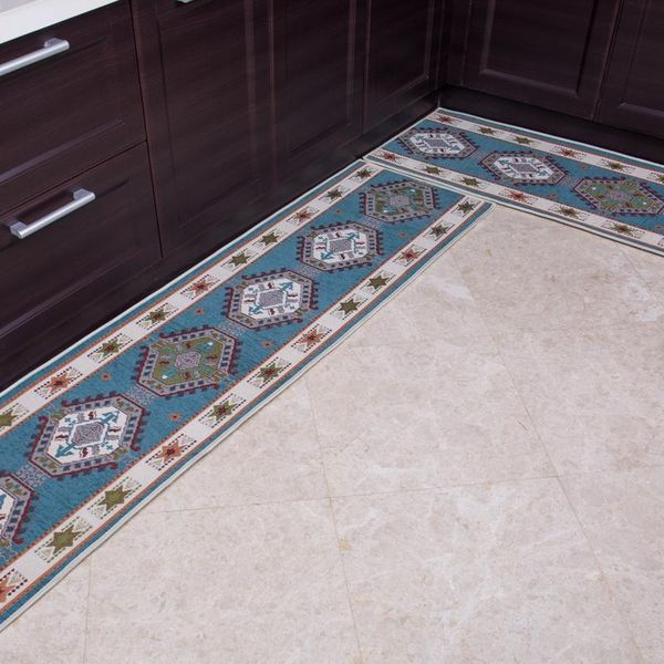 

carpets pastoral floor mat kitchen long anti-slip hallway bedroom jacquard european door mats outdoor rug entrance bedside