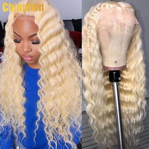 

lace wigs 13x4 hd frontal human hair 613 honey blonde remy brazilian deep wave front with baby for women 150%, Black;brown