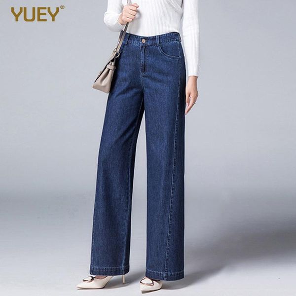 

womens straight wide leg jeans loose thicken stretchy warm denim for autumn winter dark blue slacks plus size women's