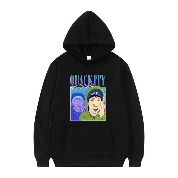 

men's hoodies & sweatshirts quackity my beloved merch classic harajuku cartoonface print winter long-sleeved thick loose casual couple, Black