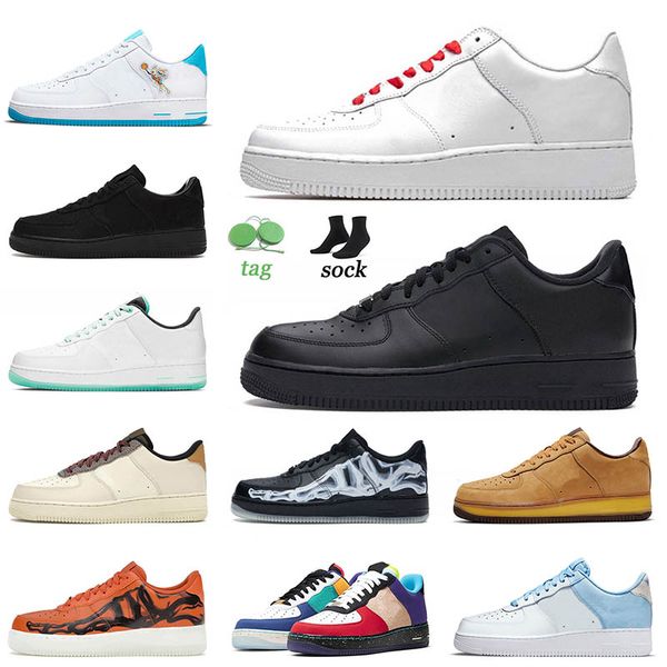 

2021 dunk 1 running sports shoes triple black all white wheat mocha skeleton orange airforce one skate trainers sneakers 36-45, White;red