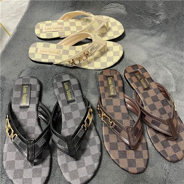 

2021 fashion designer luxury men flat slippers women sandals slides woman louis flip flops vitton channel slipper, Black